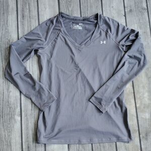 Ladies Under Armour Fitted V-Neck Shirt Sz Sm